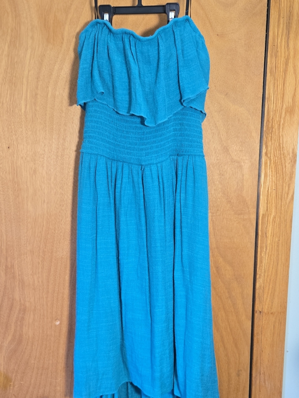 Iz Byer Teal Strapless Ruffle Mini